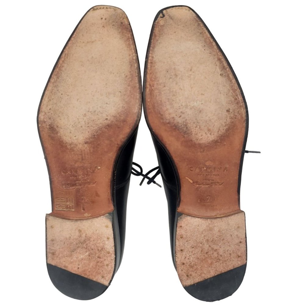 Carmina Shoemaker Luxury Mens 8 Black Calf All-Leather Dress Shoes Derby Oxfords - Picture 3 of 16